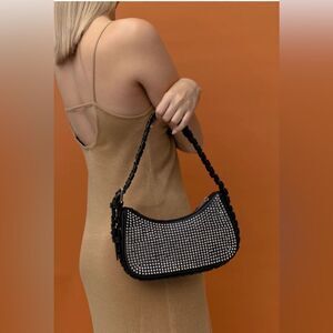 Anthropologie x Jules Kae Vegan studded black shoulder bag with Y2K inspired NWT